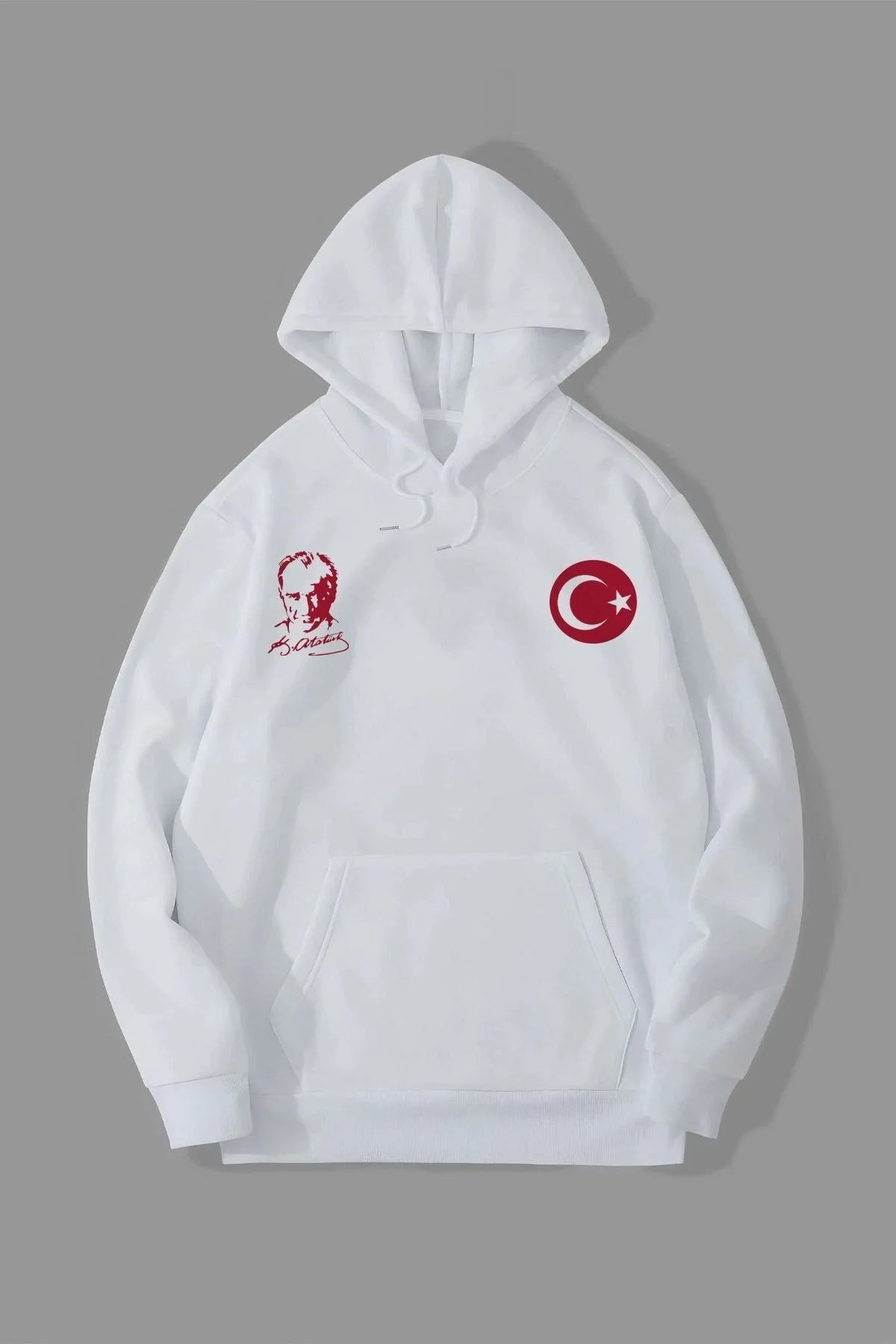 10 Kasıma Özel Üç İplik Kapüşonlu Baskılı SweatShirt - Siyah