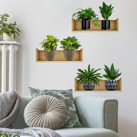 Raflı Bitki Tasarımlı Yapışkanlı Sticker 20*30 cm 3lü Set