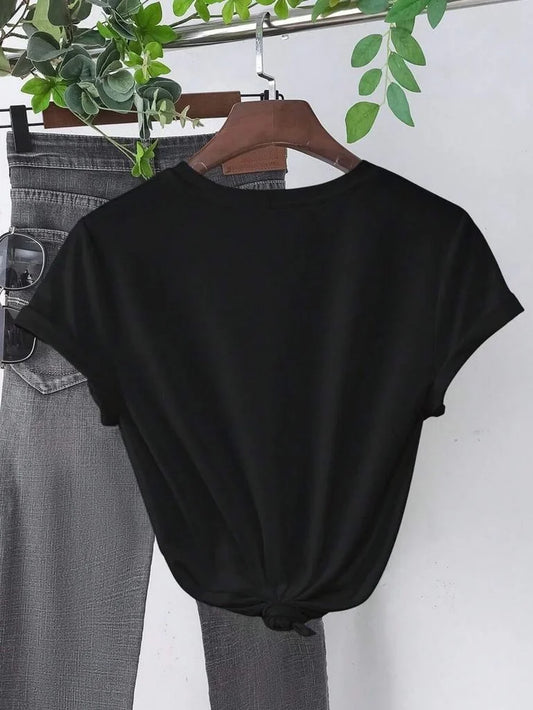 Baskılı Kadın T-shirt - Siyah