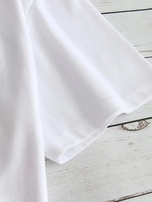 Kadın Beyaz "I've Got Your Back" Grafik Tişört - Eğlenceli Çubuk Tasarımlı Oversize Günlük Kısa Kollu Tişört, Polyester Örgü, Yuvarlak Yaka, İlkbahar ve Yaz için Mükemmel, Günlük Giyim Tişört | Eğlenceli Tasarım | Polyester Kumaş - Beyaz