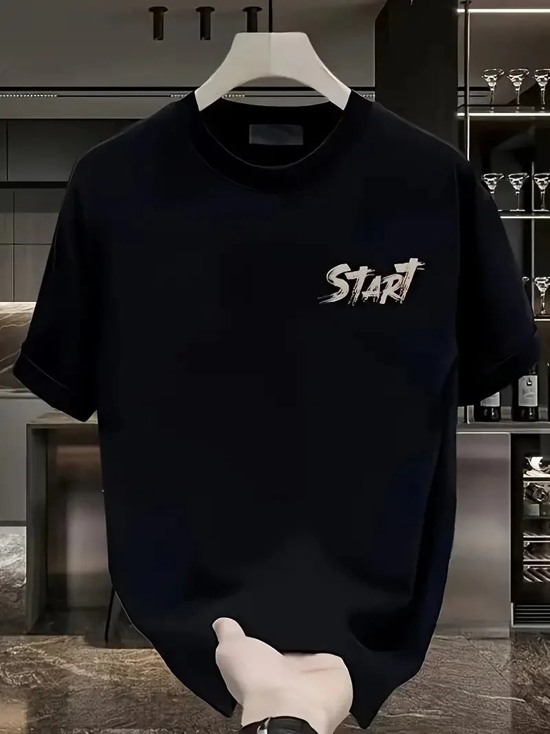 20/1 Penye Compack Start All Over Baskılı Oversize Bisiklet Yaka Kısa Kol T-shirt - Siyah