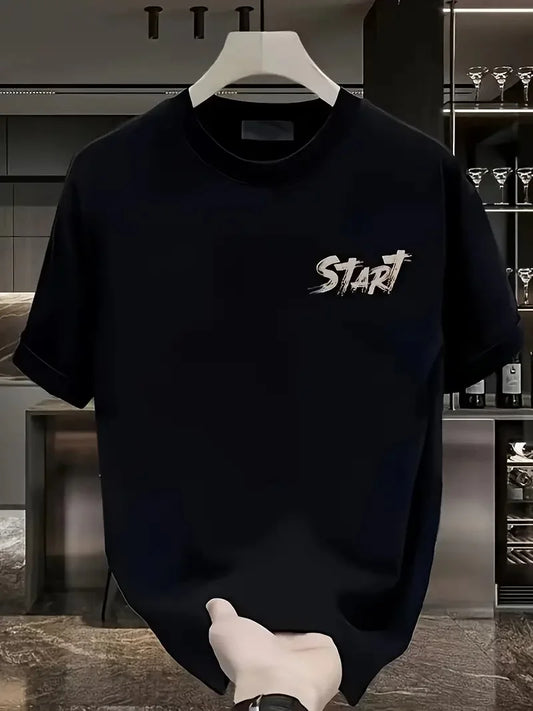 20/1 Penye Compack Start All Over Baskılı Oversize Bisiklet Yaka Kısa Kol T-shirt - Siyah