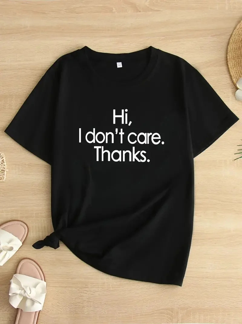 Hi, I don't care. Thanks. (Merhaba, önemli değil. Teşekkürler.) Baskılı Oversize Bisiklet Yaka T-shirt - Siyah