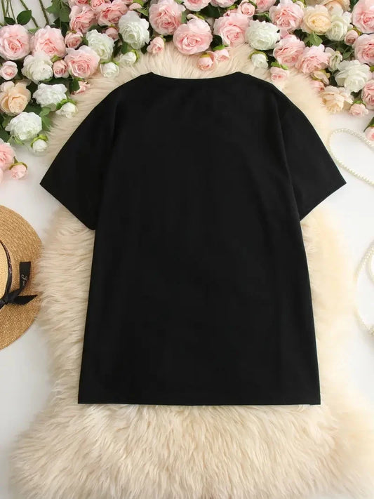 Hi, I don't care. Thanks. (Merhaba, önemli değil. Teşekkürler.) Baskılı Oversize Bisiklet Yaka T-shirt - Siyah