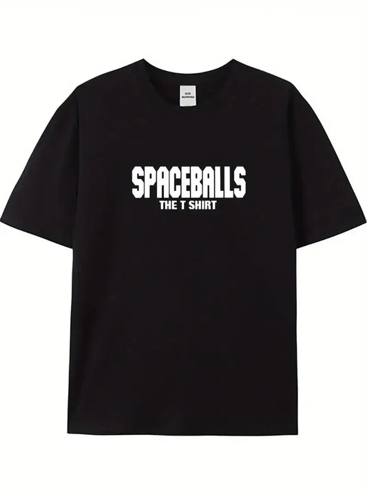 20/1 Penye Compack SPACEBALLS Erkek Baskılı Oversize Bisiklet Yaka Kısa Kol Yazlık T-shirt - Siyah