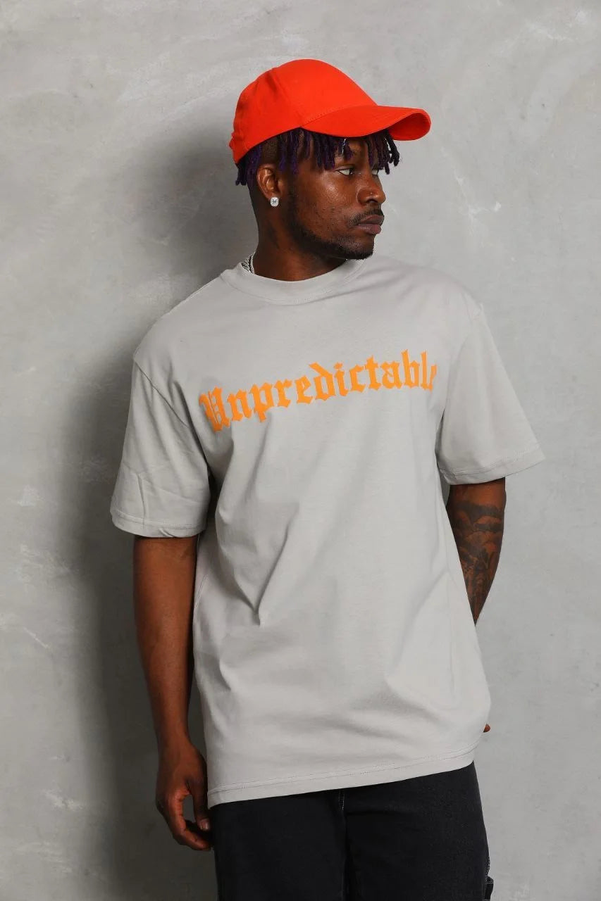 Unisex Oversize Baskılı Bisiklet Yaka T-Shirt - Beyaz