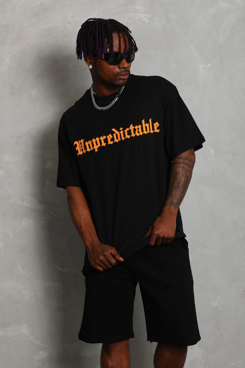 Unisex Oversize Baskılı Bisiklet Yaka T-Shirt - Beyaz