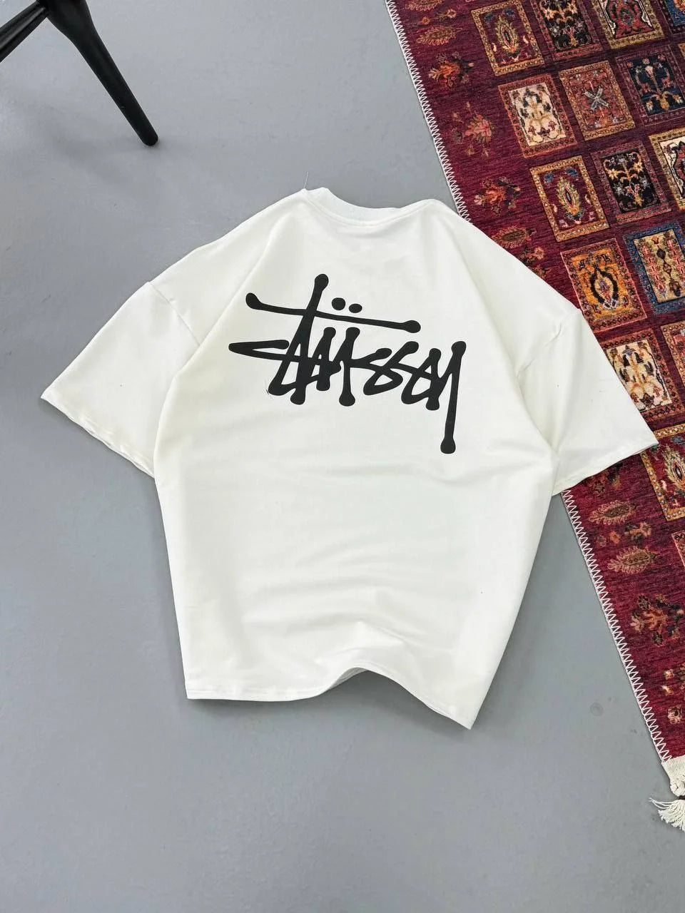 Erkek Baskılı Oversize T-shirt - Siyah