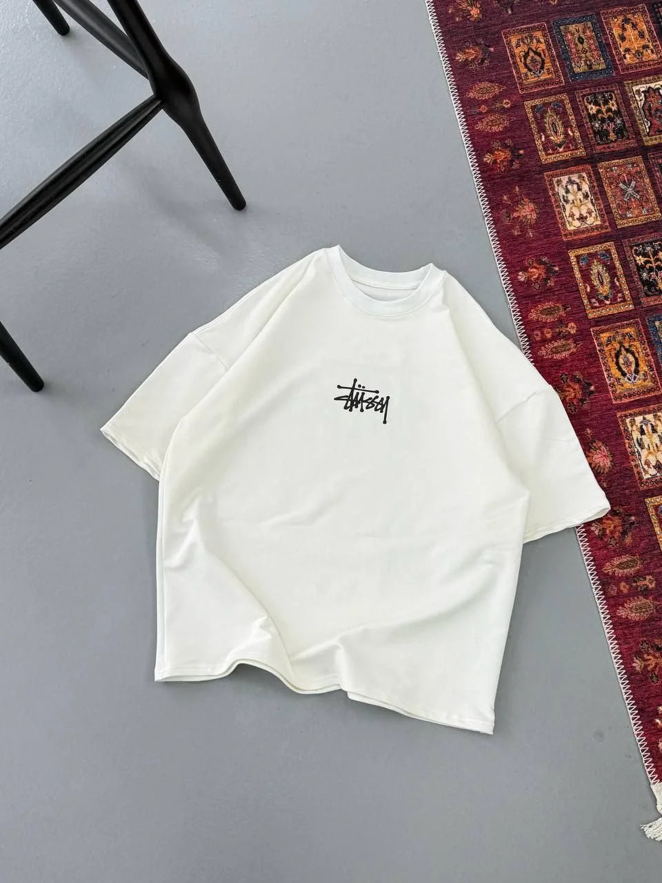 Erkek Baskılı Oversize T-shirt - Siyah