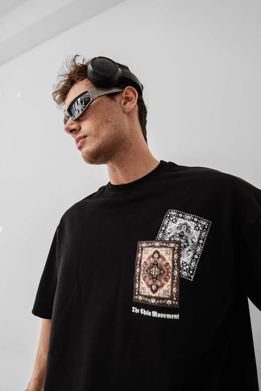 Erkek Baskılı Oversize T-shirt - Beyaz