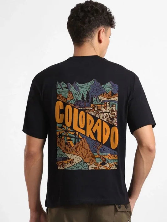 Erkek Baskılı Oversize T-shirt - Siyah