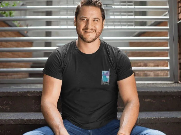 Erkek Bisiklet Yaka Baskılı Oversize T-Shirt - Siyah