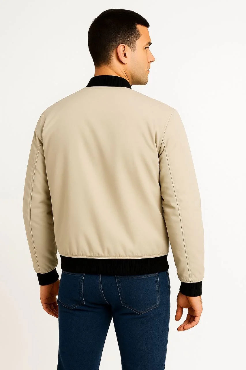 Erkek Bomber Mont Ceket – Fermuarlı, Kapitone İçi Astarlı, Su İtici Kumaş, Regular Fit, Uzun Kollu, Yandan Cepli, Bahar & Kış Rahat Günlük Stil - Siyah