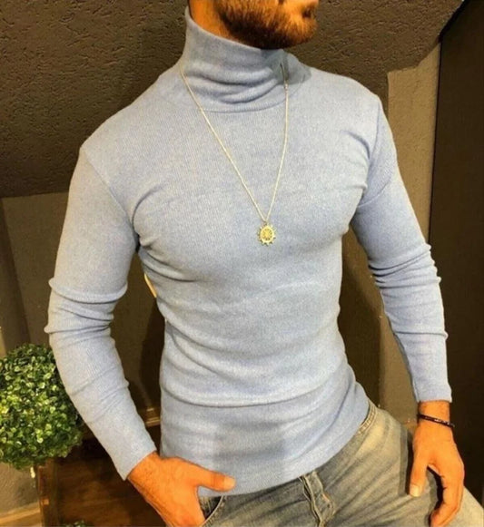 Erkek Kaşkorse Boğazlı Full Likralı Fitilli Body Kazak - Bordo