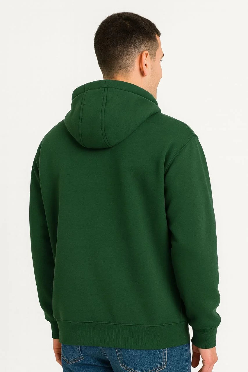 Erkek Ovarsize Kapüşonlu Swetshirt Kanguru Çepli Cıtcıtlı 3 iplik Şardonlu Hoodie - Siyah