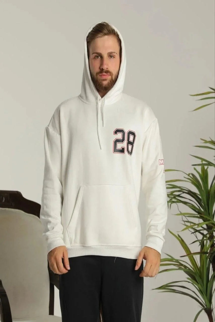 Erkek Oversize Üç İplik Kapüşonlu Sweatshirt –Sırt ve Ön Baskılı, Kanguru Cepli, Rahat Kalıp Maskot Desenli Model - Siyah
