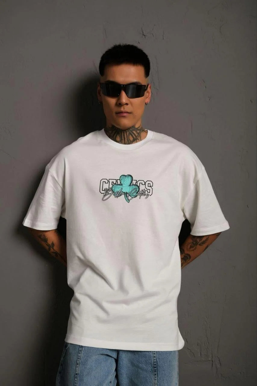 Erkek Sırt Baskılı T-shirt - Bej