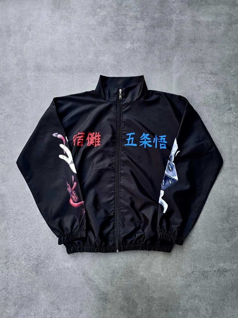 Fermuarlı Dijital Baskılı Rüzgarlık - Siyah