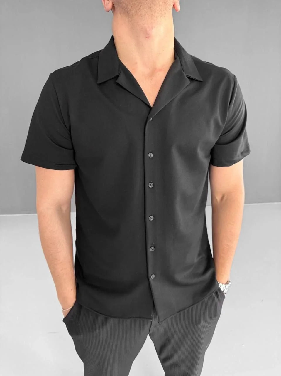 İki İplik Kumaş  Gömlek - Beyaz