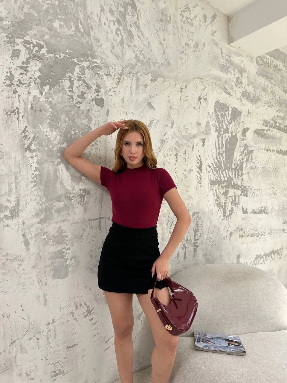 Kadın Kısa kol Badi bluz - Beyaz