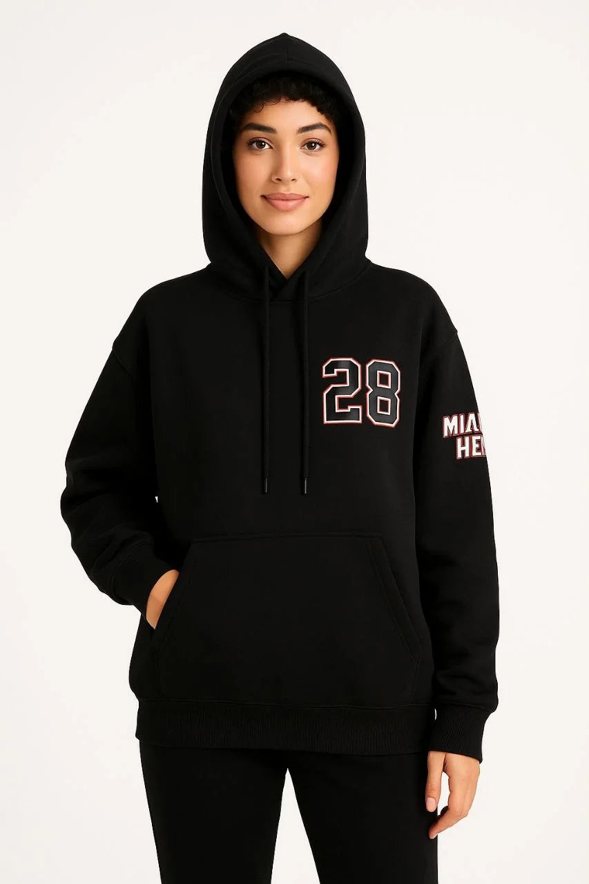 Kadın Üç İplik Kapüşonlu Ön ve Arka Baskılı SweatShirt hoodie - Beyaz