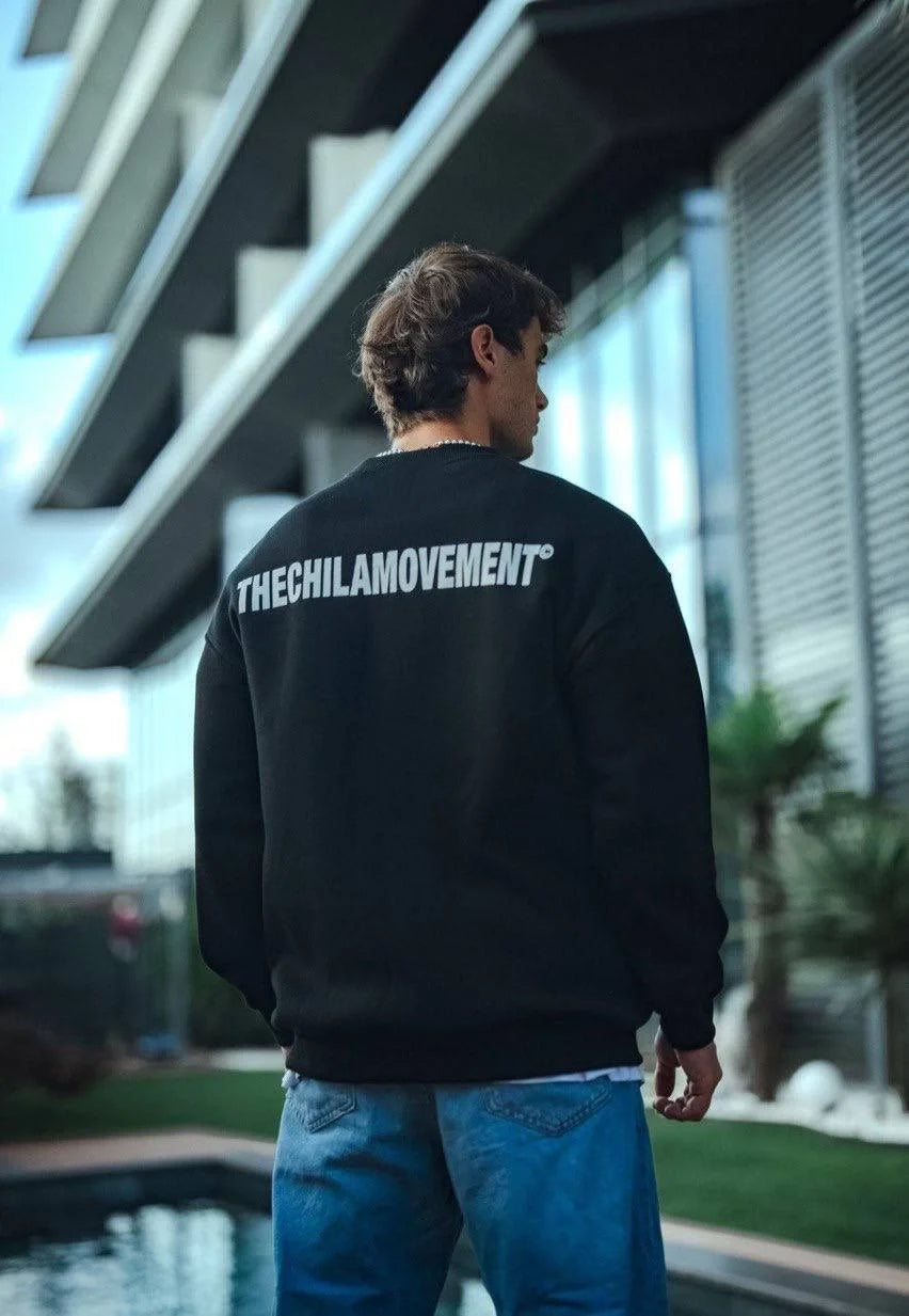 Kışlık Bisiklet Yaka Oversize Baskılı SweatShirt - Beyaz