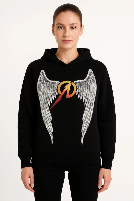 Metallica İki İplik Kapüşonlu Ön ve Arka Baskılı hoodie - Siyah