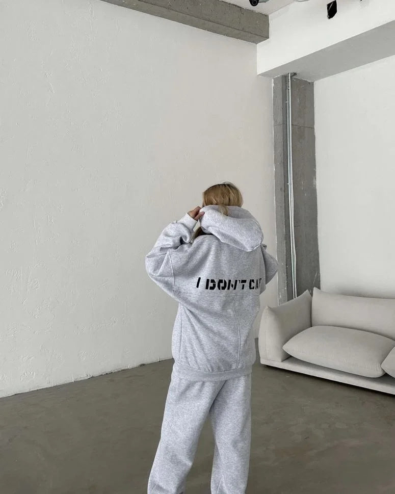 Nakış İşlemeli Üç İplik Sweat Takım- Beyaz