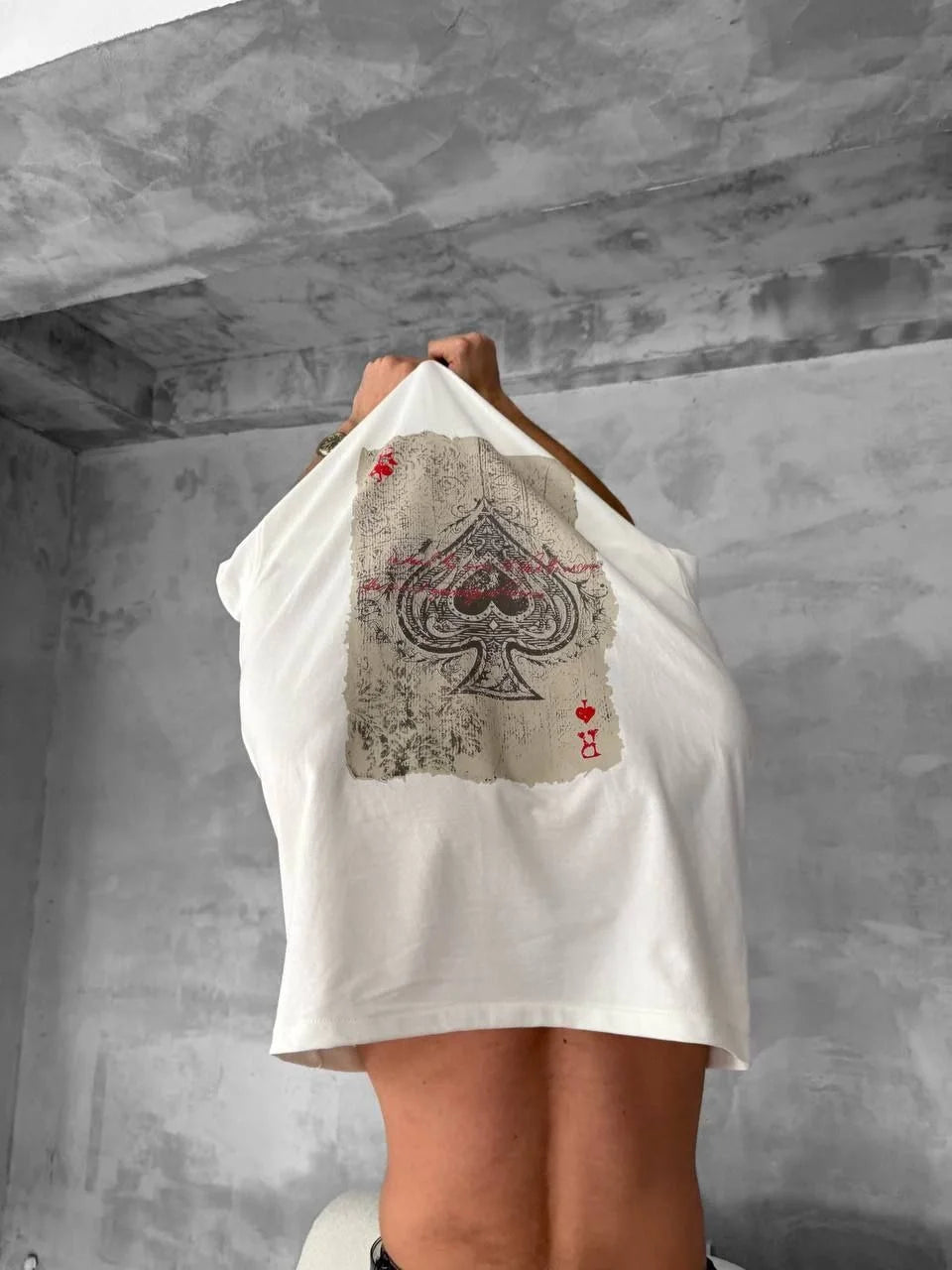 Ön ve Arka Baskılı Oversize Bisiklet Yaka T-shirt - Siyah