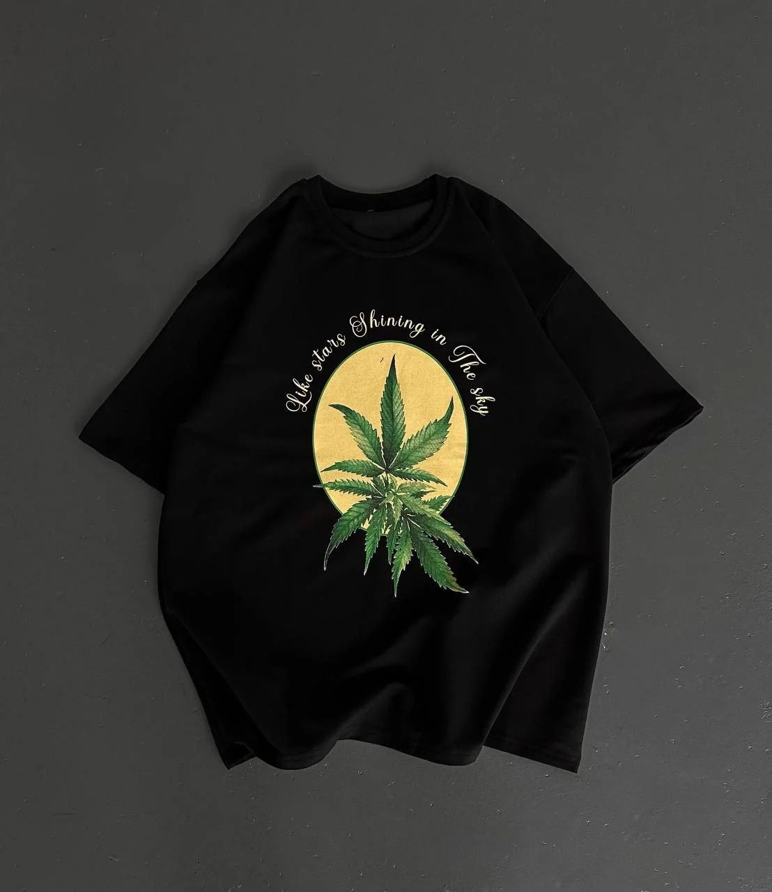 Ön ve Arka Baskılı Oversize Bisiklet Yaka T-shirt- Beyaz