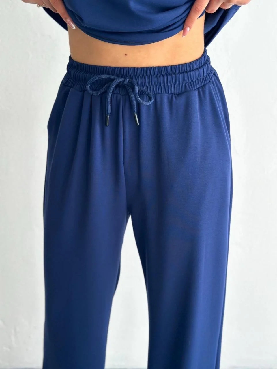 Osy Modal Yumuşak Dokulu Kumaş Kısa Kollu Yakalı T-shirt Pantalon ikili Takım- Siyah