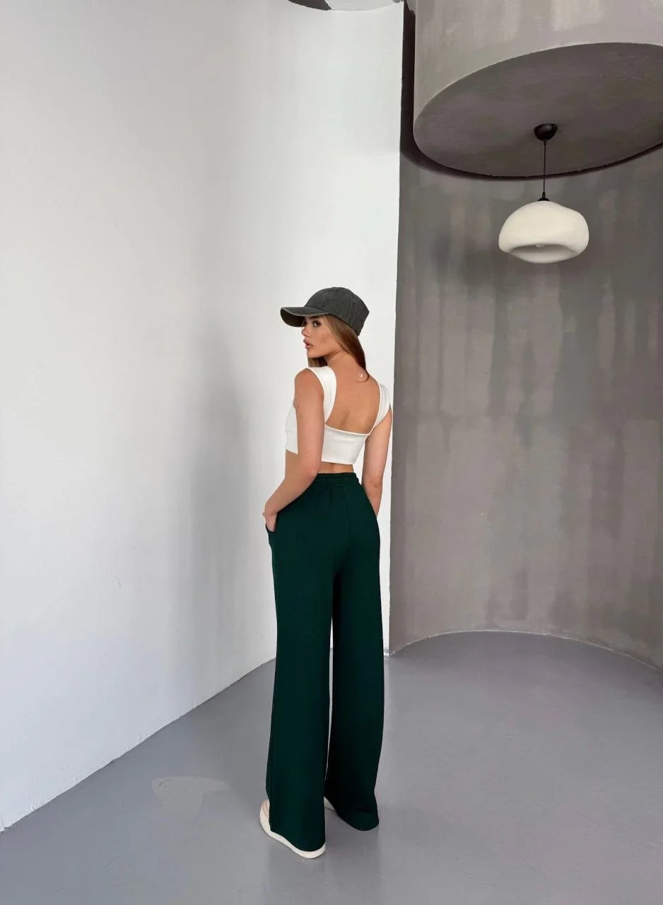 Osy Modal Yumuşak Dokulu Kumaş Nakış işlemeli Rahat Bol Paça Eşofman Pantalon - Bordo