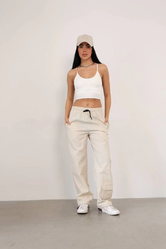 Praşut Kumaş Paça Cepli Baggy Eşofman - Antrasit