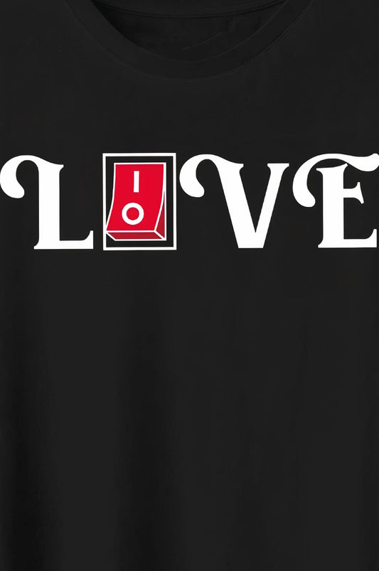 Sevgililer Günü İçin Özel Tasarım Love Baskılı T-shirt - Siyah