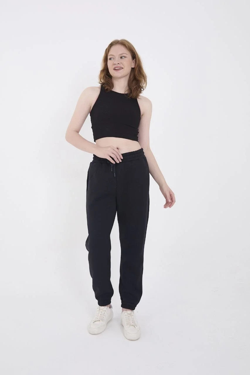 Üç İplik Basic Lastikli Eşofman Pantolon - Gri