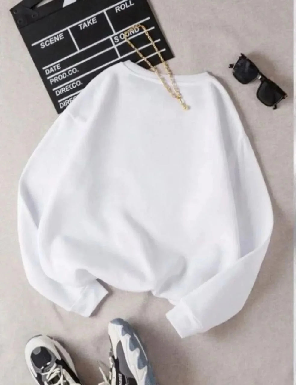 Unisex Üç İplik Biskilet Yaka SweatShirt - Siyah