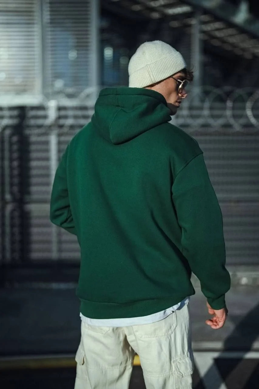 Üç İplik Penye Kapşonlu Basic SweatShirt - Bej