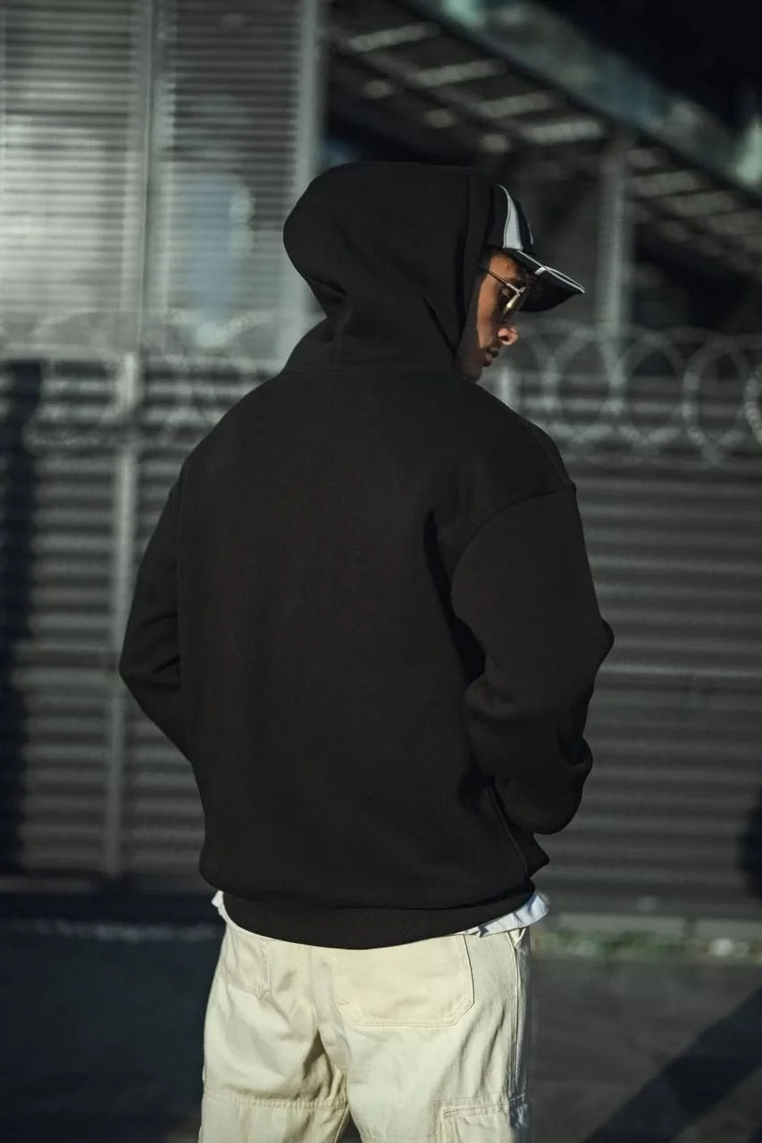 Üç İplik Penye Kapşonlu Basic SweatShirt - Bej