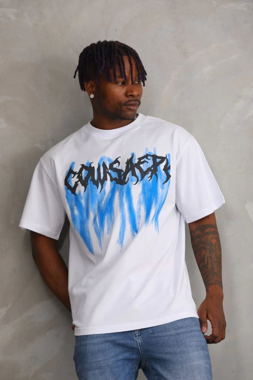 Unisex Baskılı Oversize T-Shirt - Kırmızı