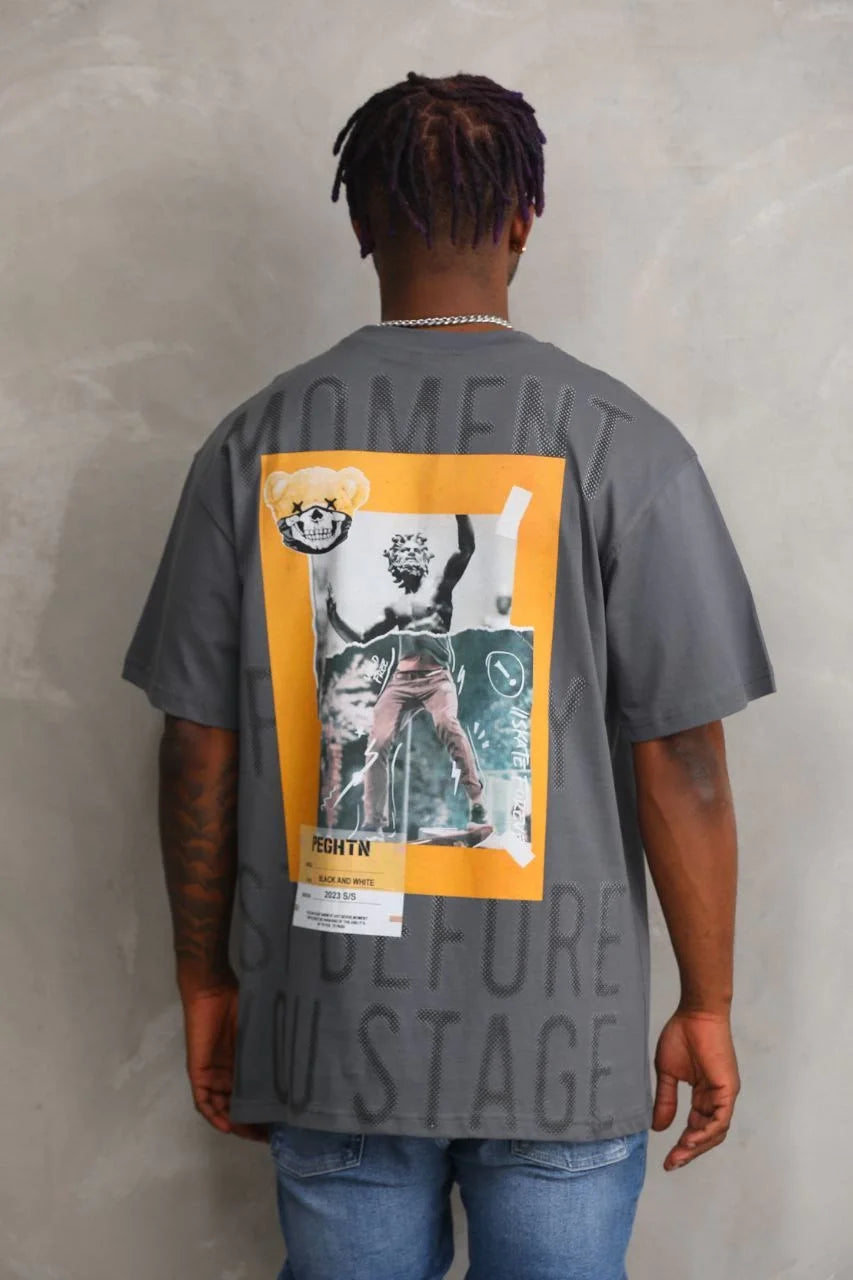 Unisex Baskılı Oversize T-Shirt - Beyaz