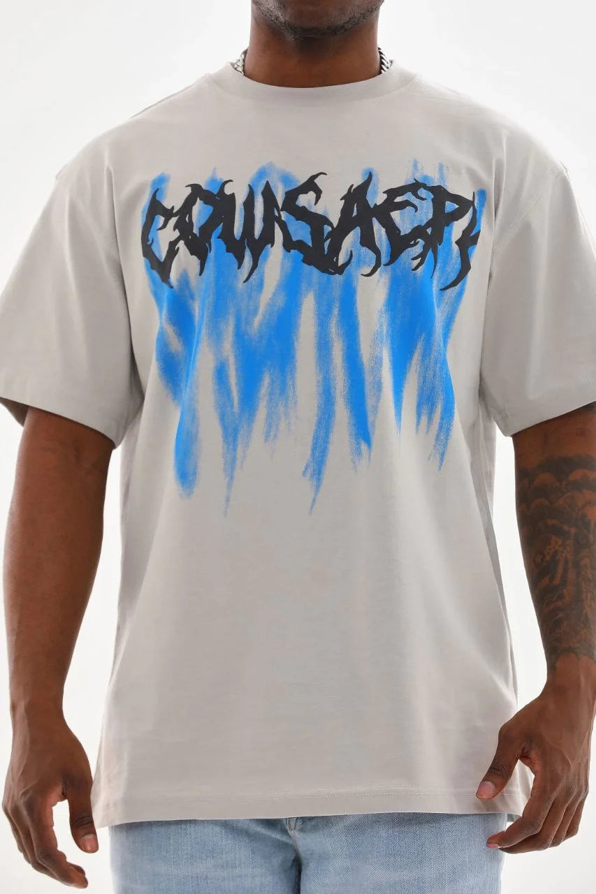 Unisex Baskılı Oversize T-Shirt - Kırmızı