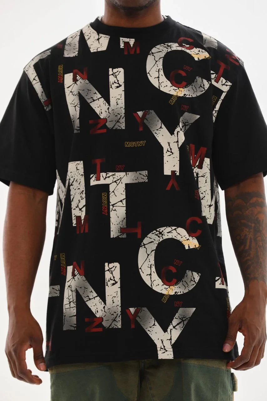 Unisex Baskılı Oversize T-Shirt - Bej