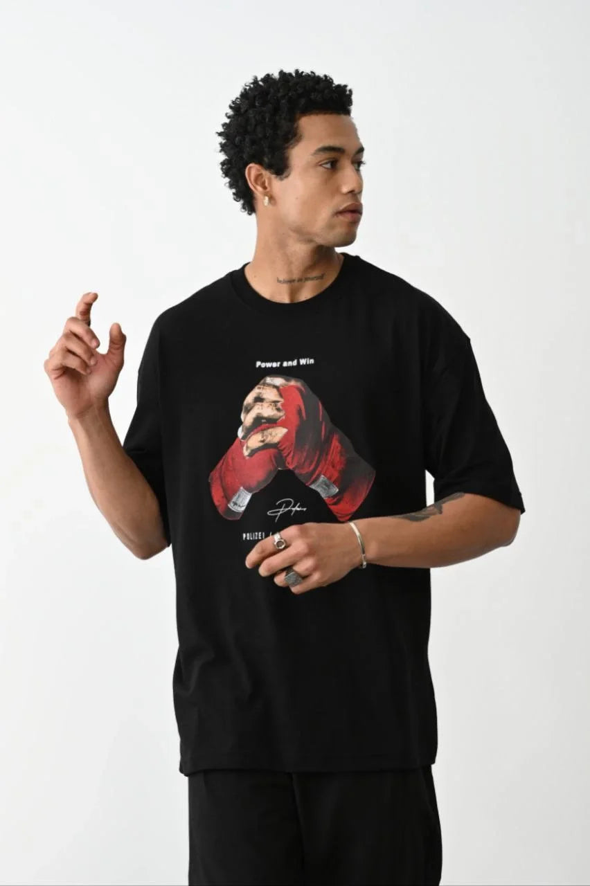 Unisex Baskılı Oversize T-Shirt - Beyaz