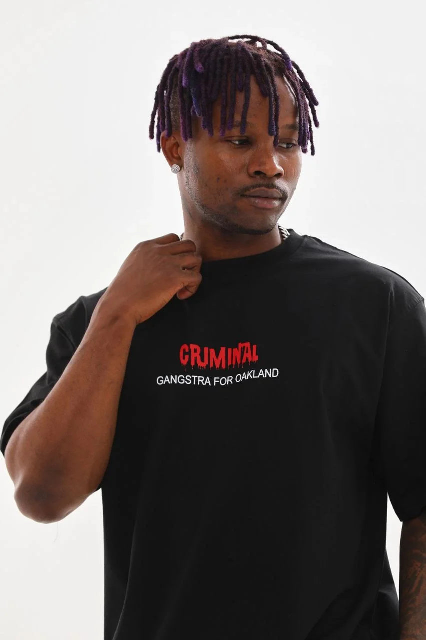 Unisex Baskılı Oversize T-Shirt - Mavi