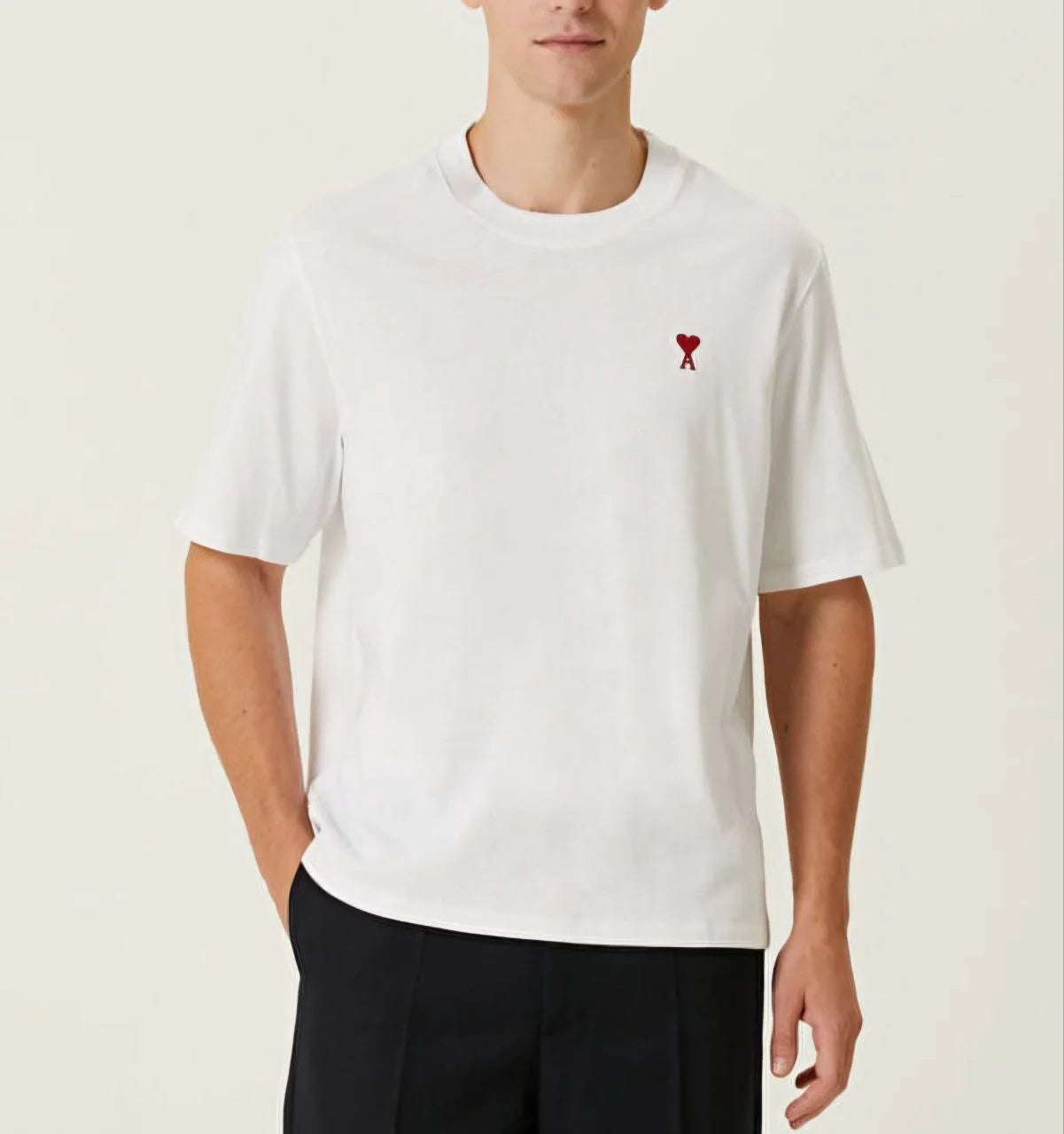 Unisex Bisiklet Yaka Baskılı Oversize T-Shirt - Siyah