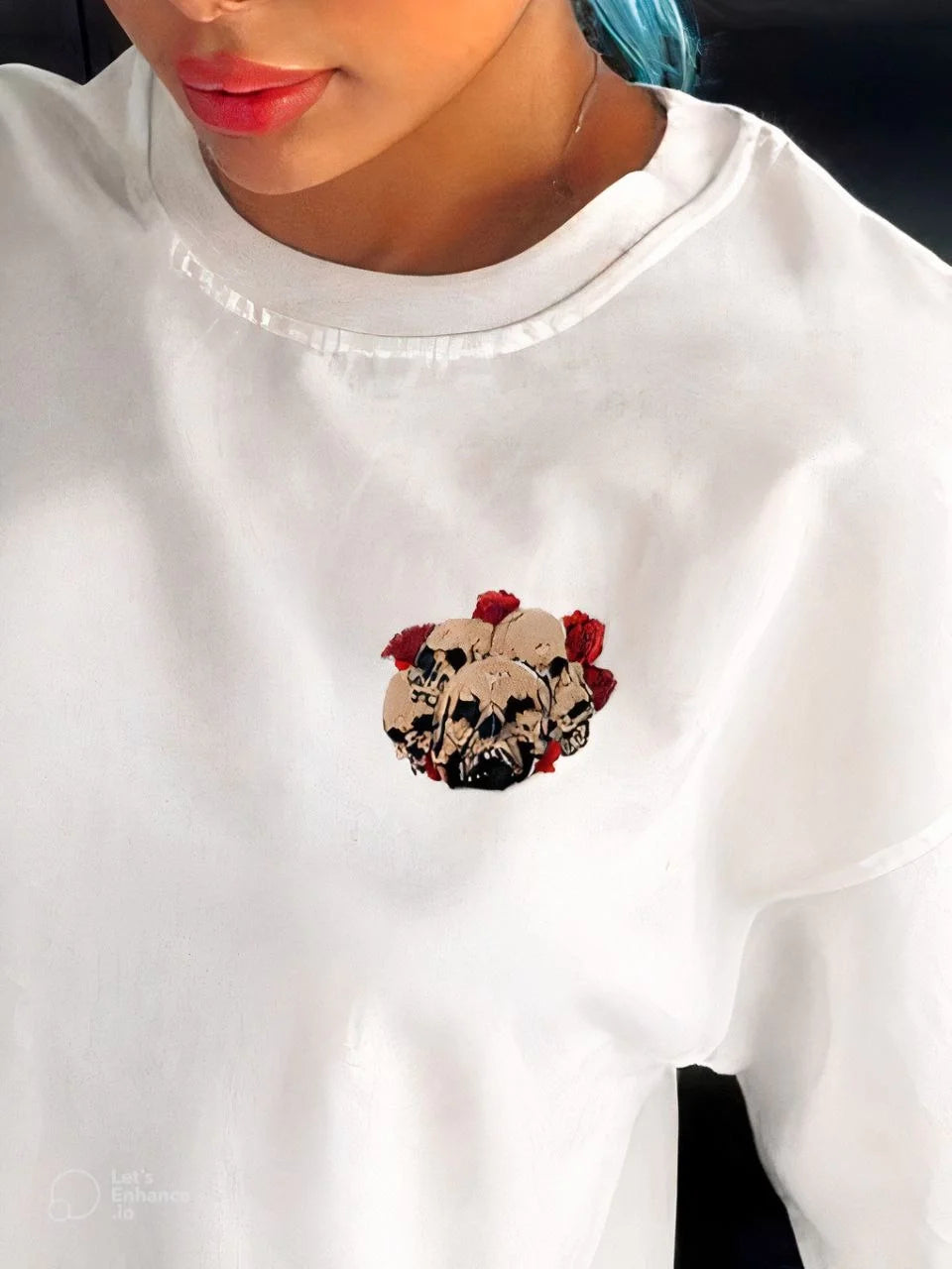 Unisex Bisiklet Yaka Baskılı Oversize T-Shirt - Siyah