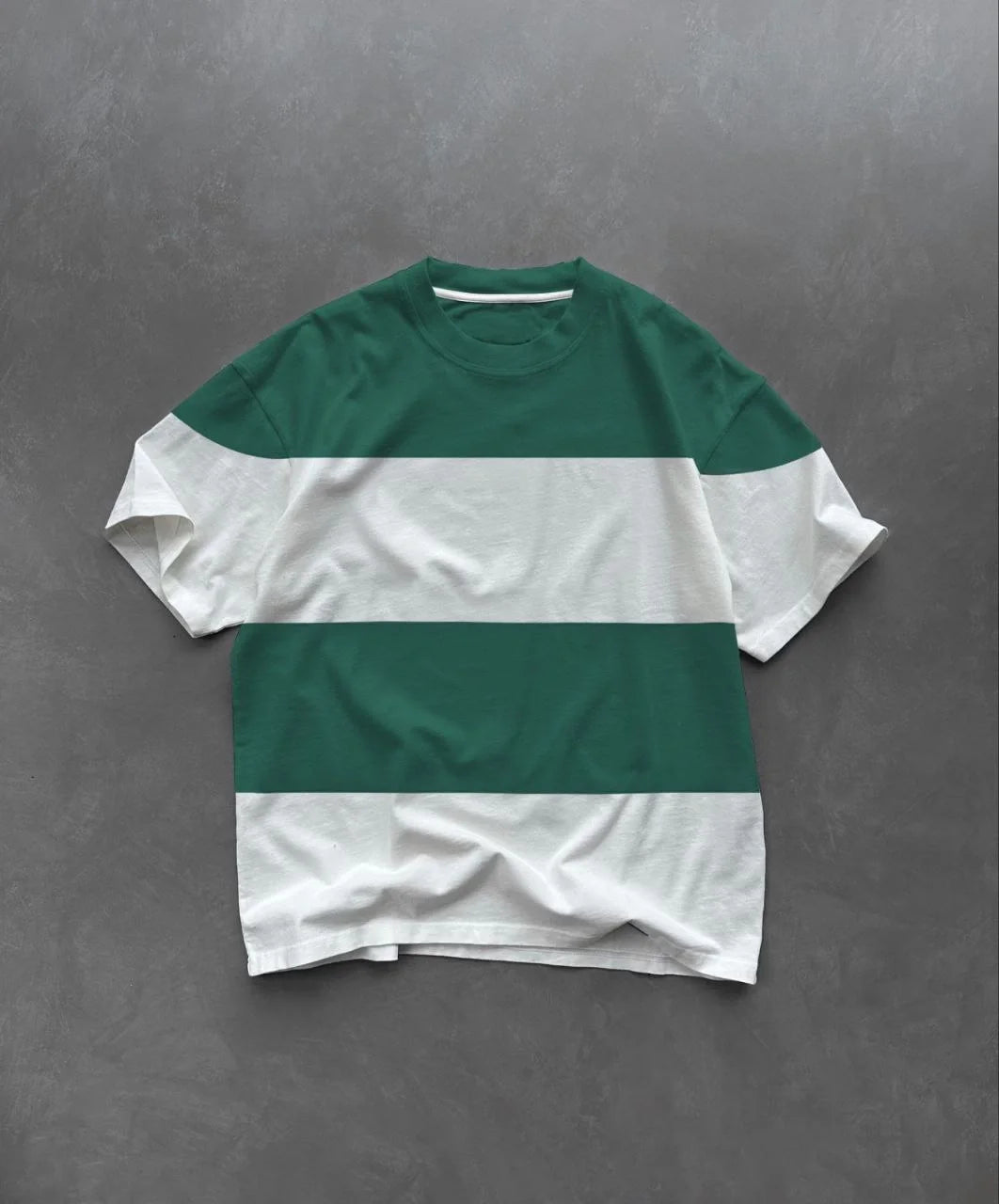 Unisex Bisiklet Yaka Parçalı T-Shirt - Siyah