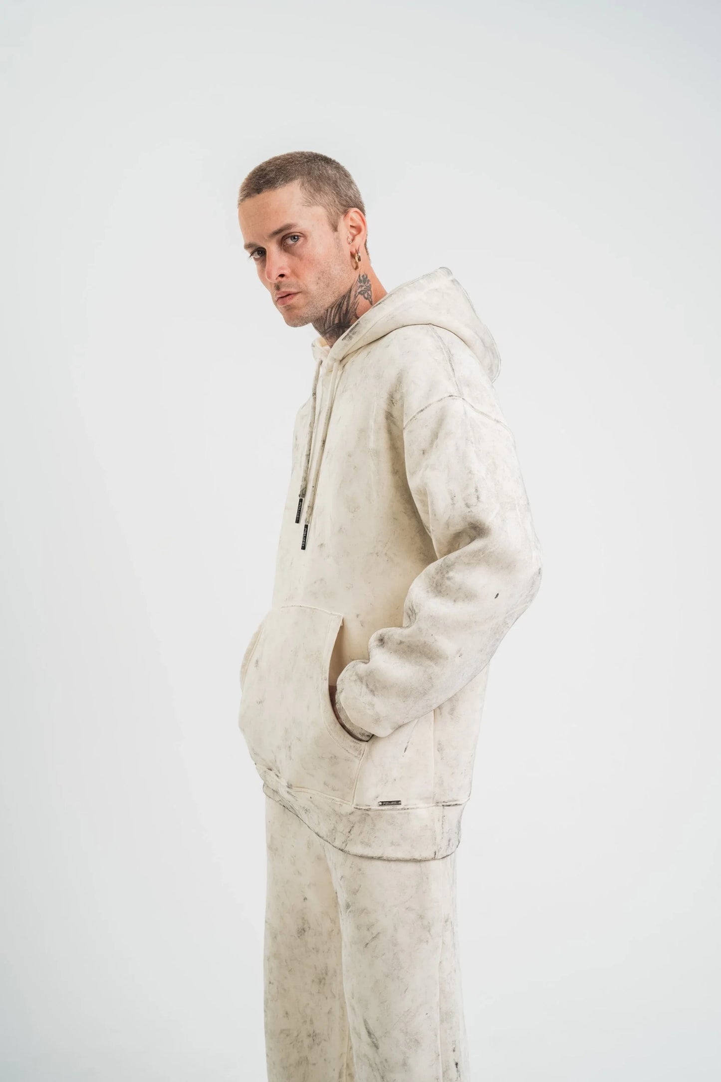 Unisex Double Oversize Kapşonlu Yıkamalı SweatShirt - Mavi