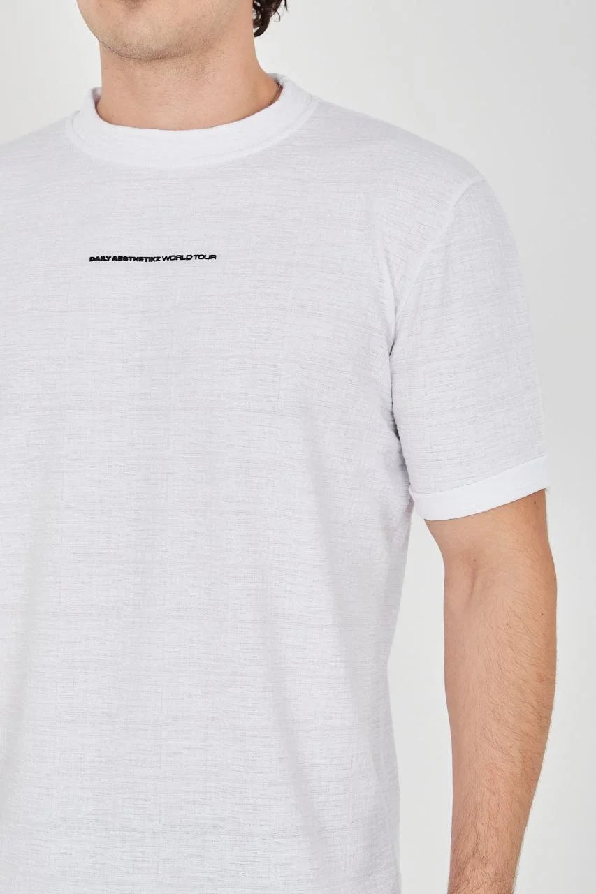 Unisex Jakar Kumaş Slim Fit T-Shirt - Boyalı Gri