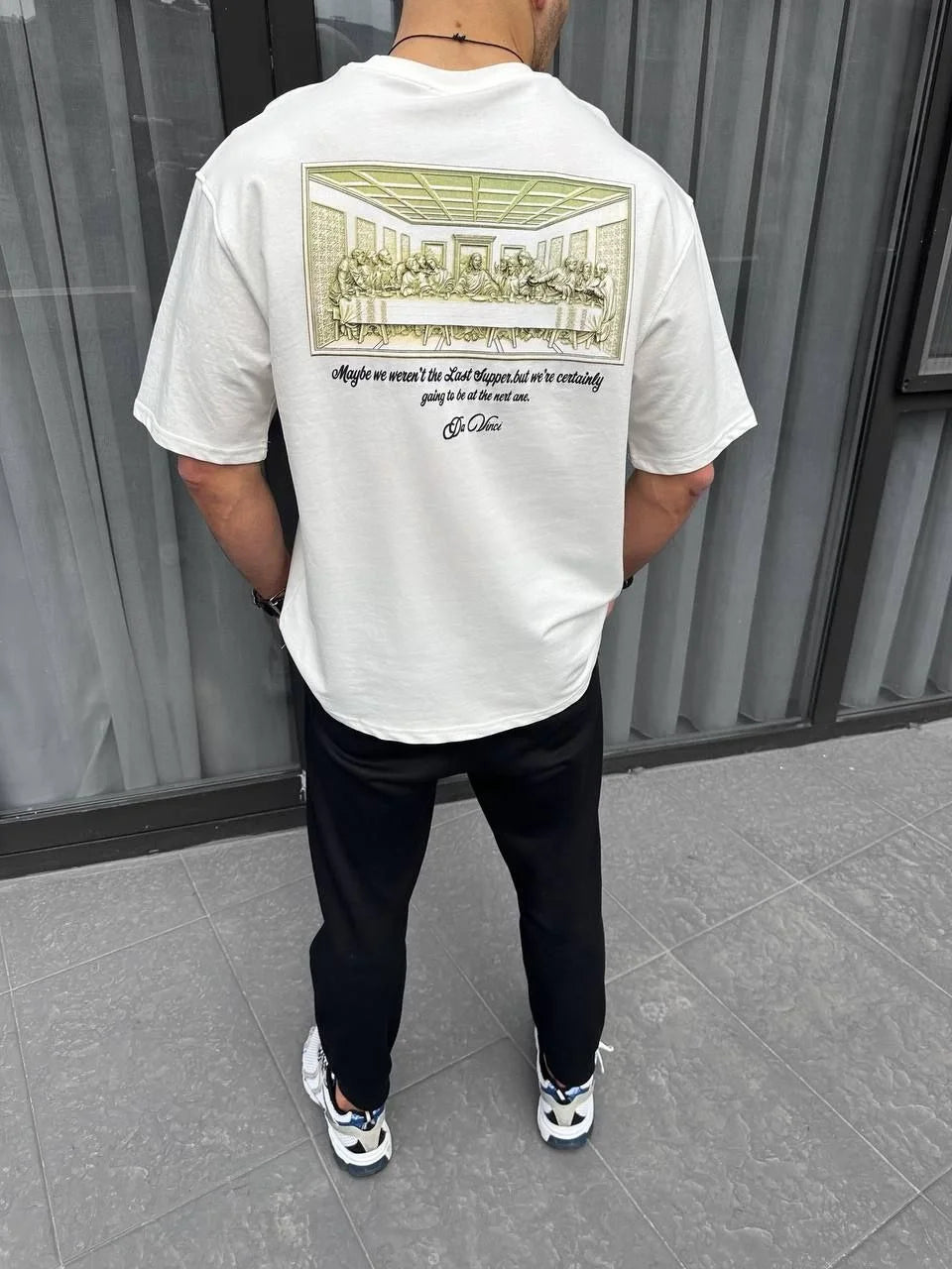 Unisex Baskılı Oversize T-Shirt - Siyah